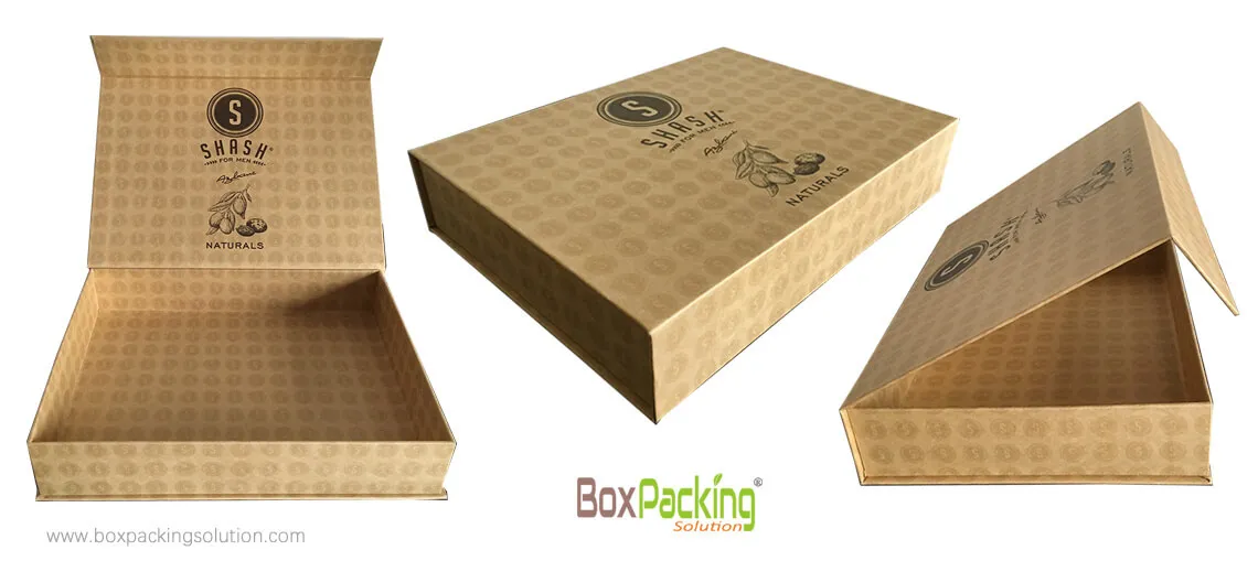 Brown Recycled Cardboard Box For Cosmetic Products With Custom Logo