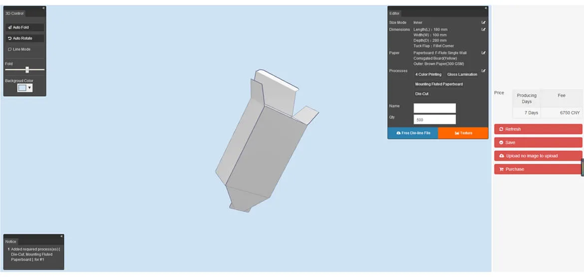 3D demonstration for packaging box design work