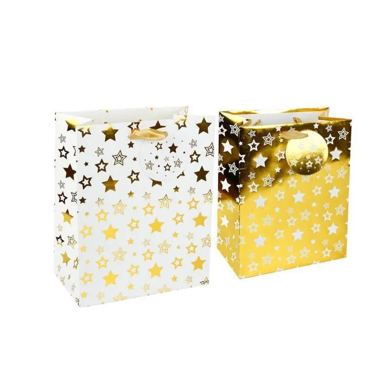 A hot foil stamped paper bag