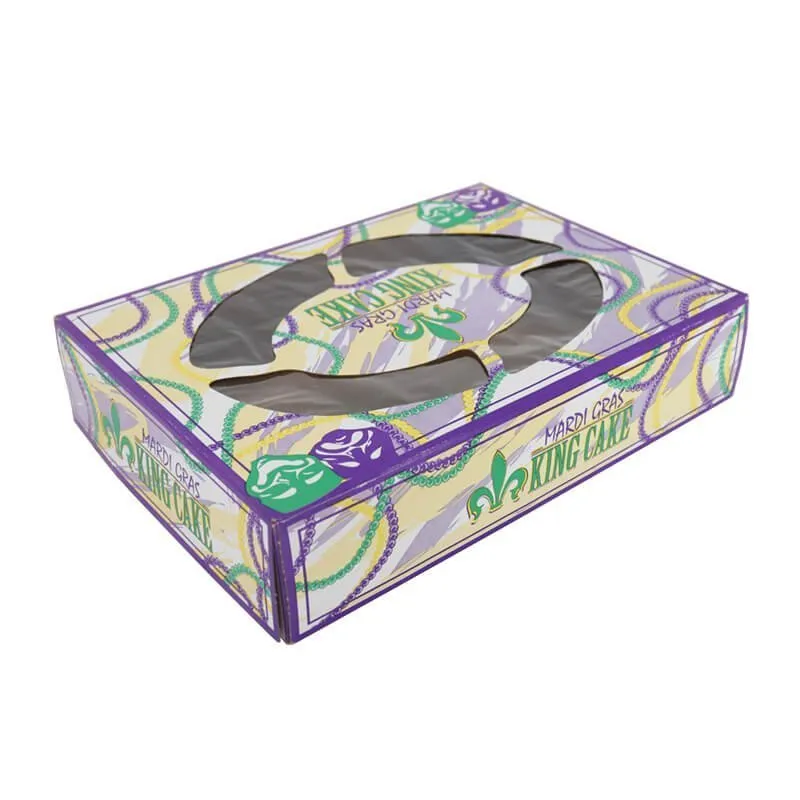 Aqueous coated cake box packaging