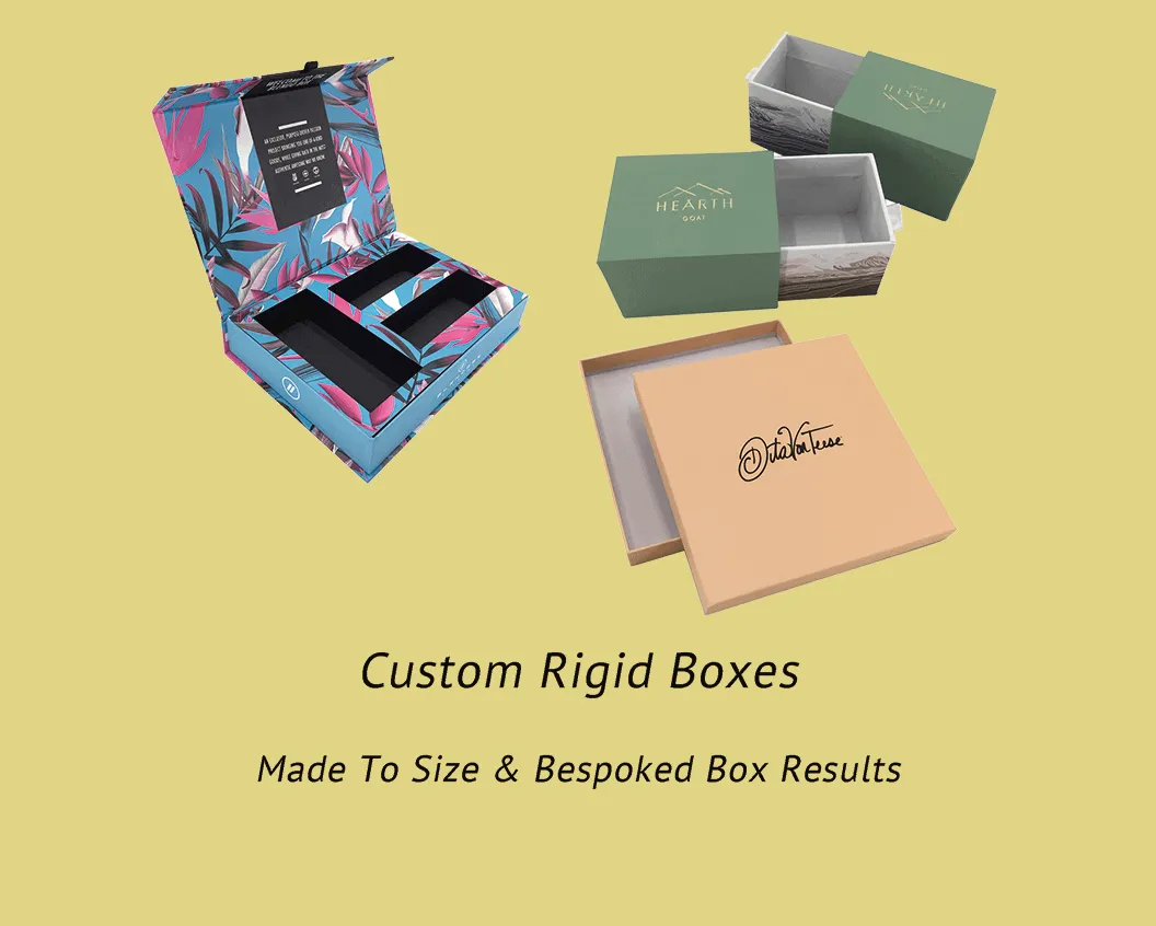 We offer all kinds of rigid gift boxes with high quality, magnetic boxes, drawer boxes, lift-off lid boxes and so on.