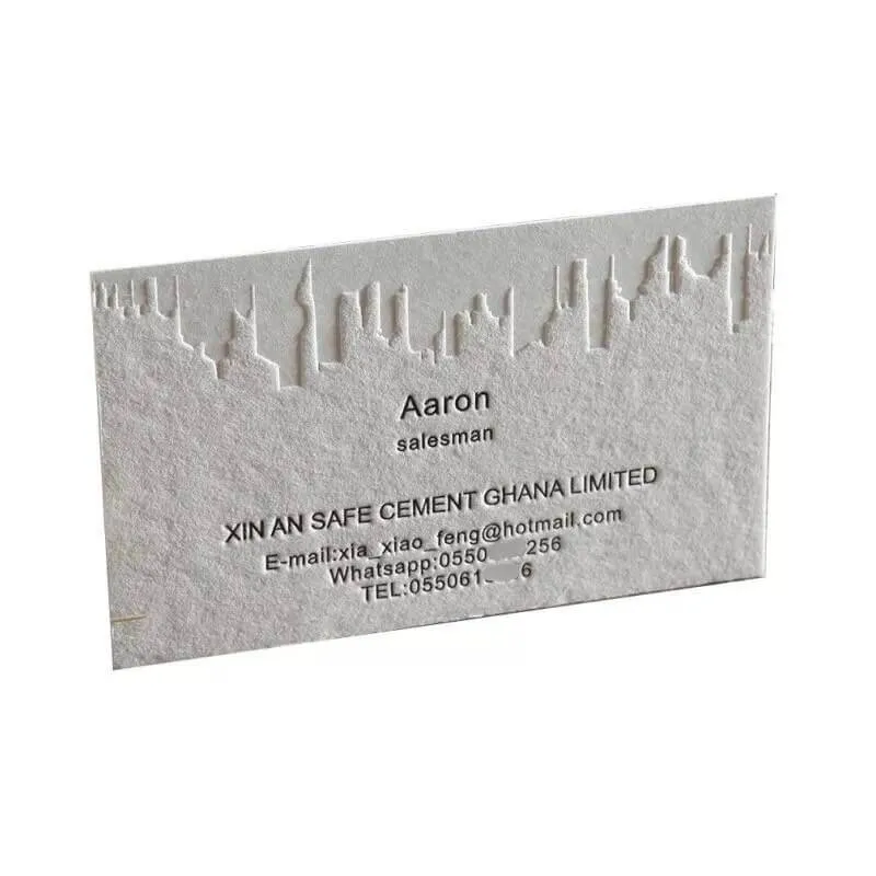 Debossed paper business card