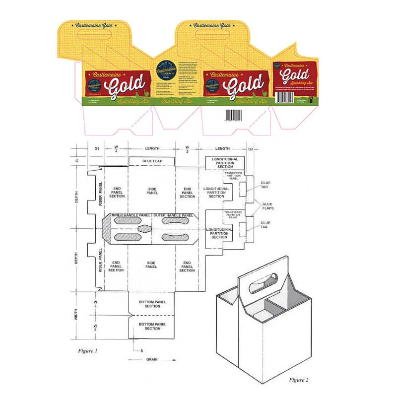 Die cut layout and printing artwork design for beer carrier box