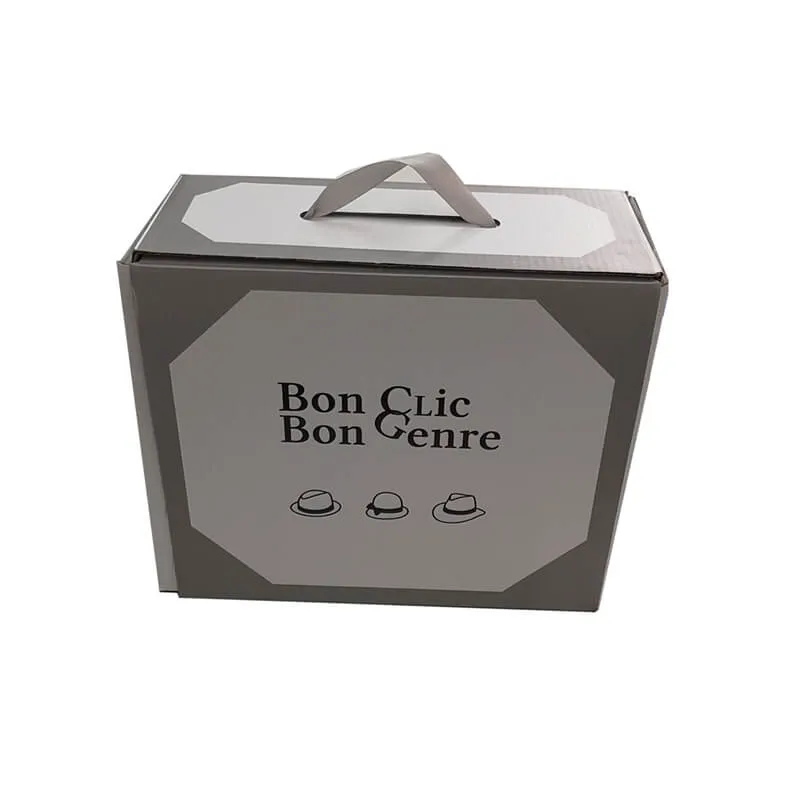 Flexo printed carton box with plastic handle Flexo printed carton box with plastic handle