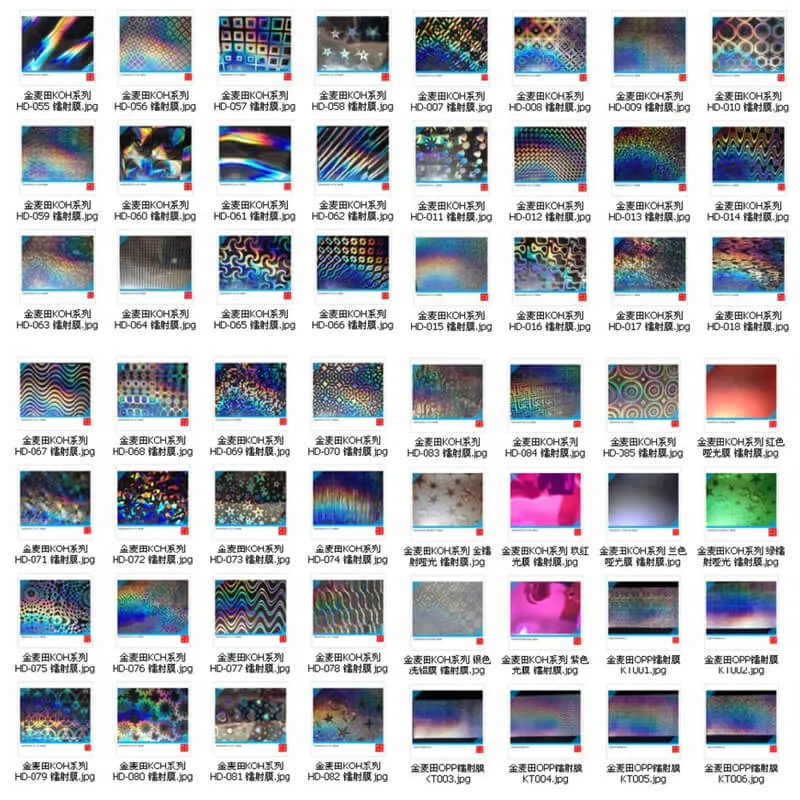 Laser lamination film color chart