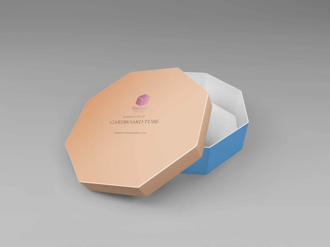 Octagon rigid cardboard tube box mockup