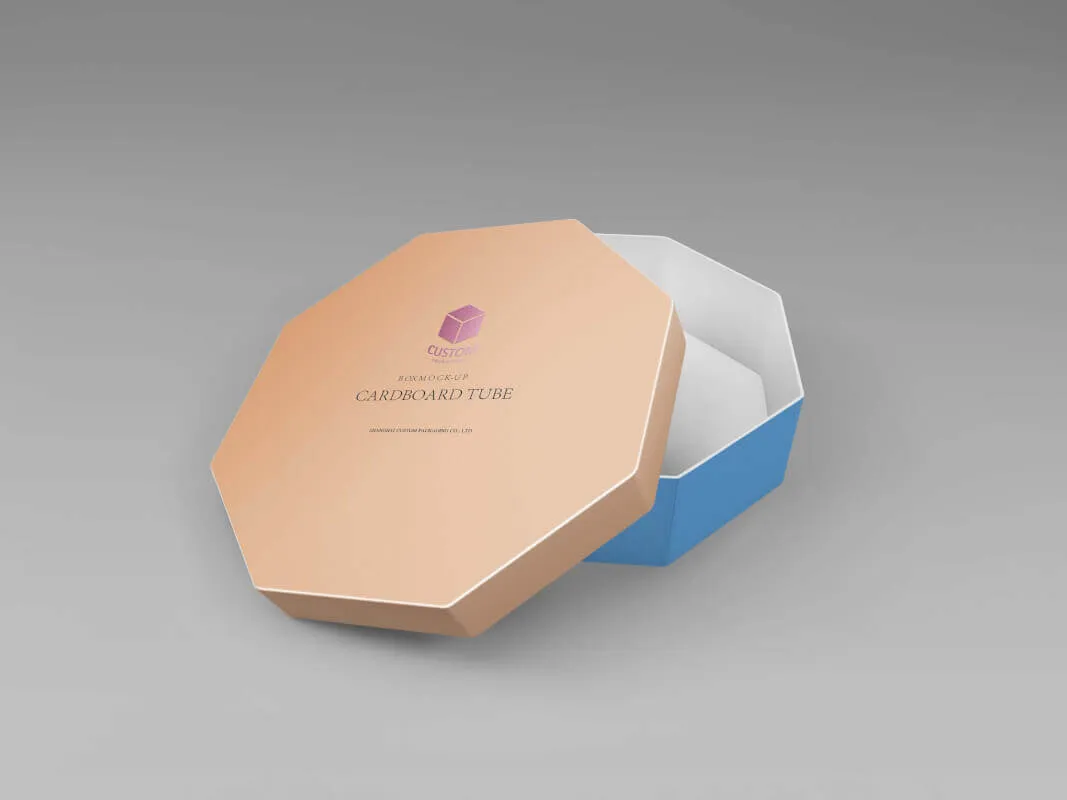 Octagon rigid cardboard tube box mockup