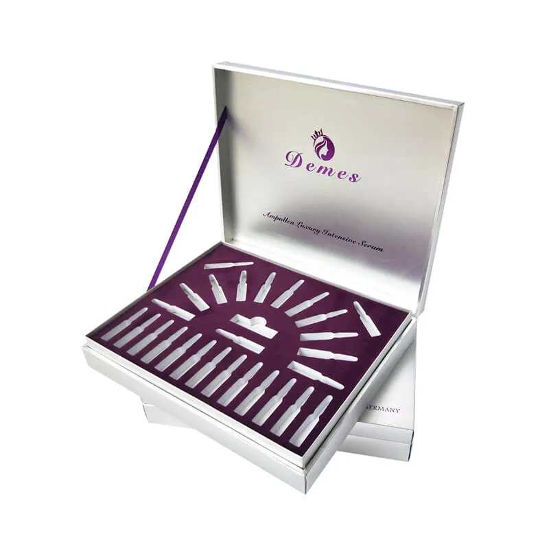 Purple color foil stamping cosmetic box