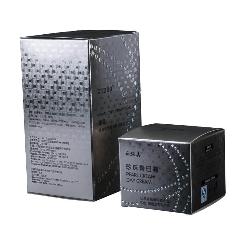 Silver Metallic Paper Box for Face Cream
