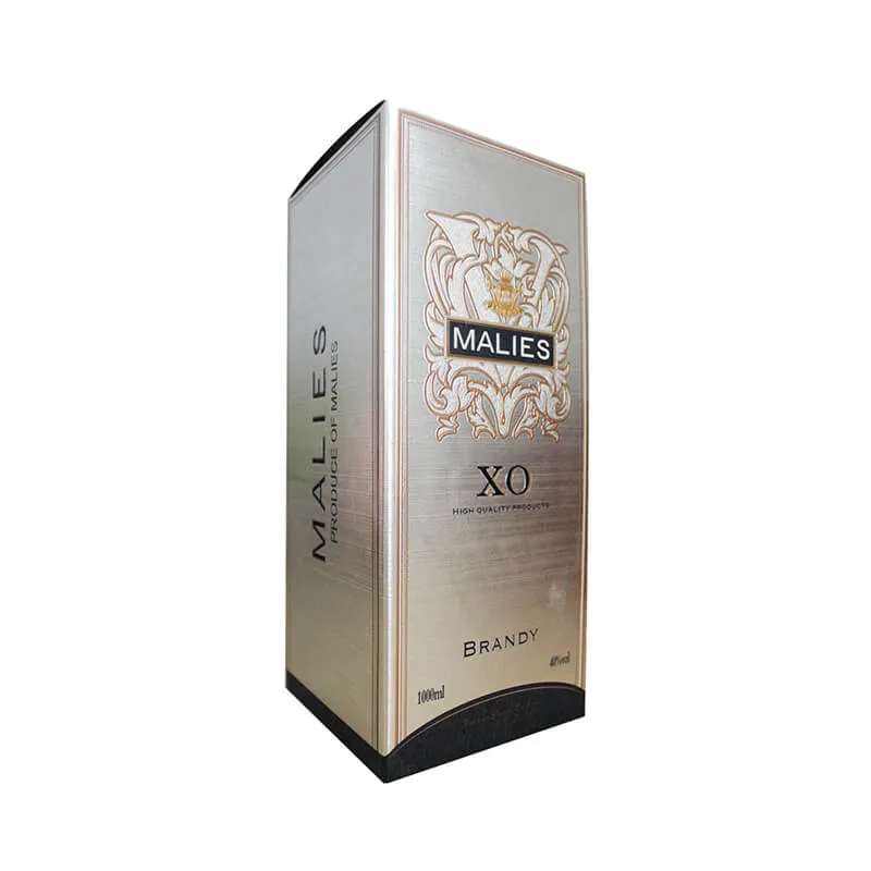Silver metallic paperboard Brandy packaging