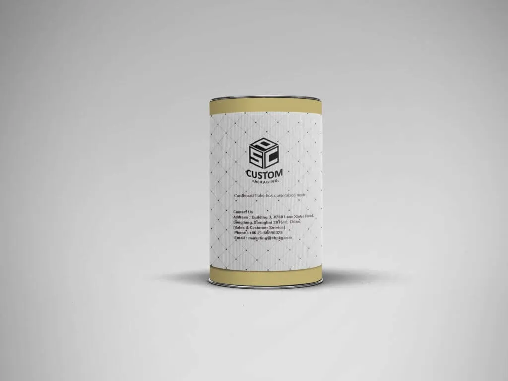 cardboard tube with printed sleeve and iron lid mock-up