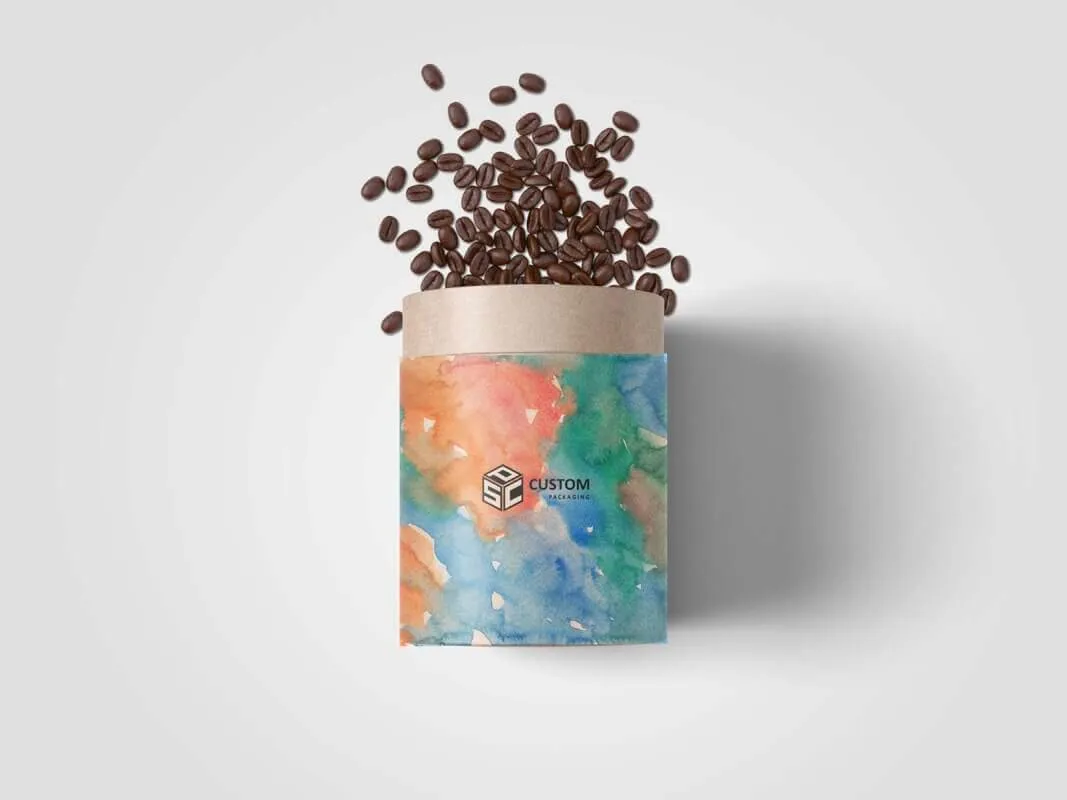 color painted cardboard tube box hinged lid