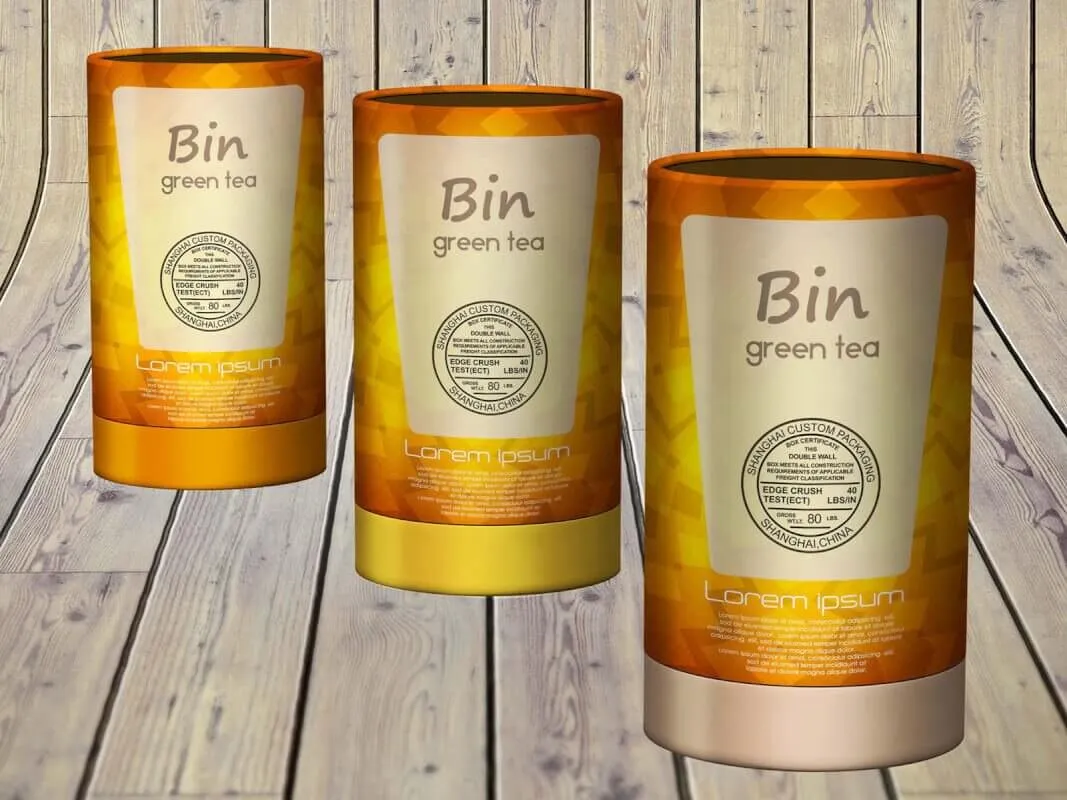 customized tea packaging tubes mock-up
