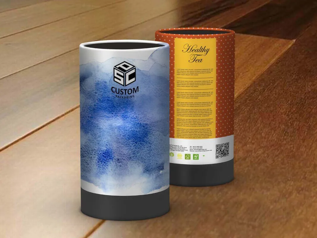 healthy tea cardboard tube packaging mock-up