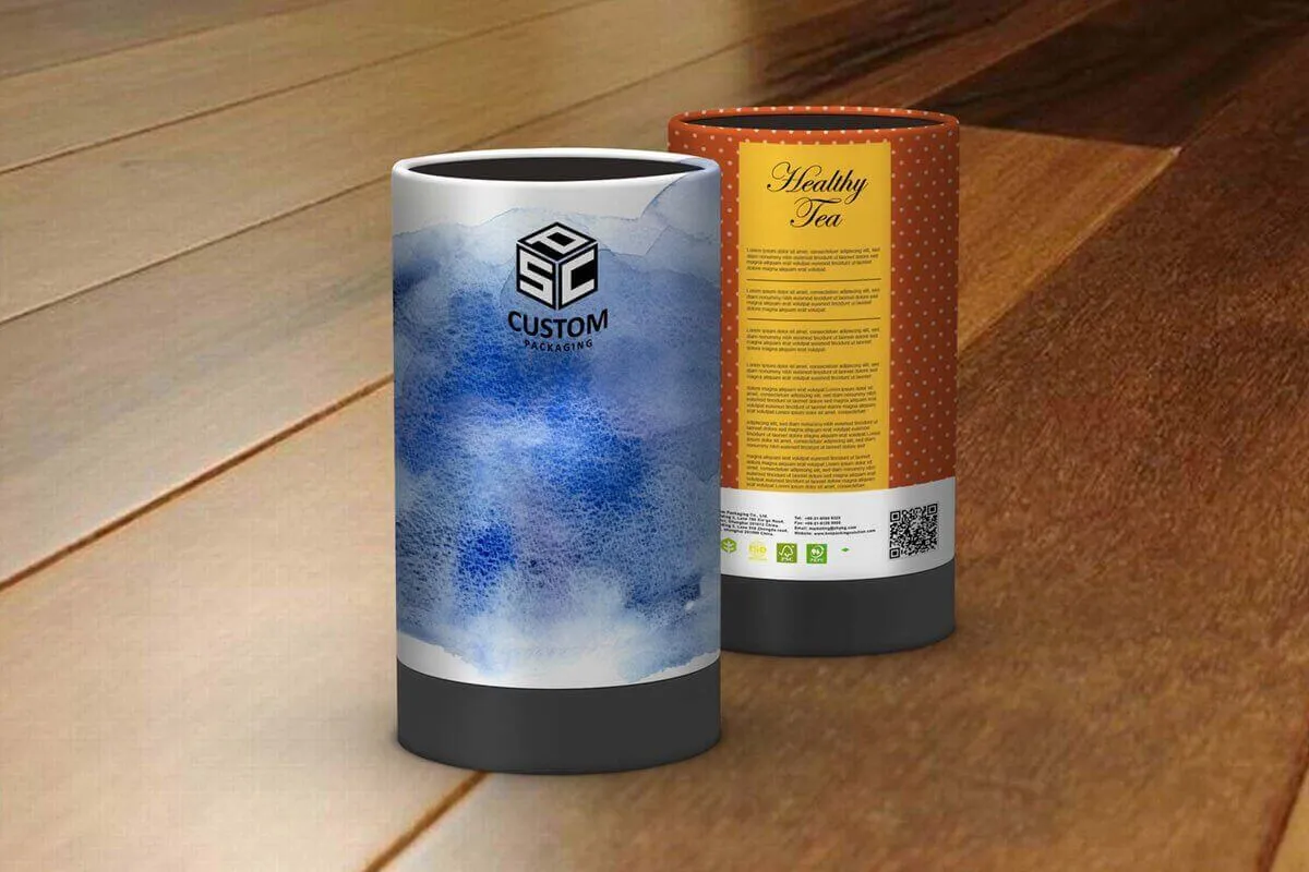 healthy tea cardboard tube packaging mock up