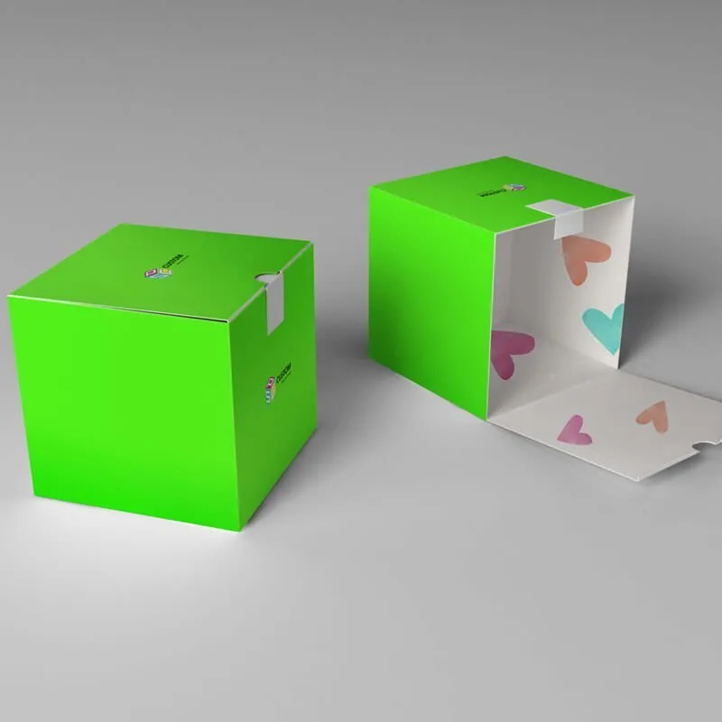 outside and inside printed color box mockup
