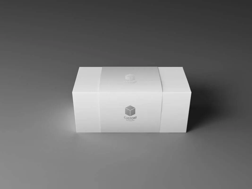 rigid box with silver stamping logo sleeve mock up