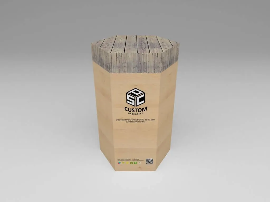 wooden effect cardboard tube box mock-up