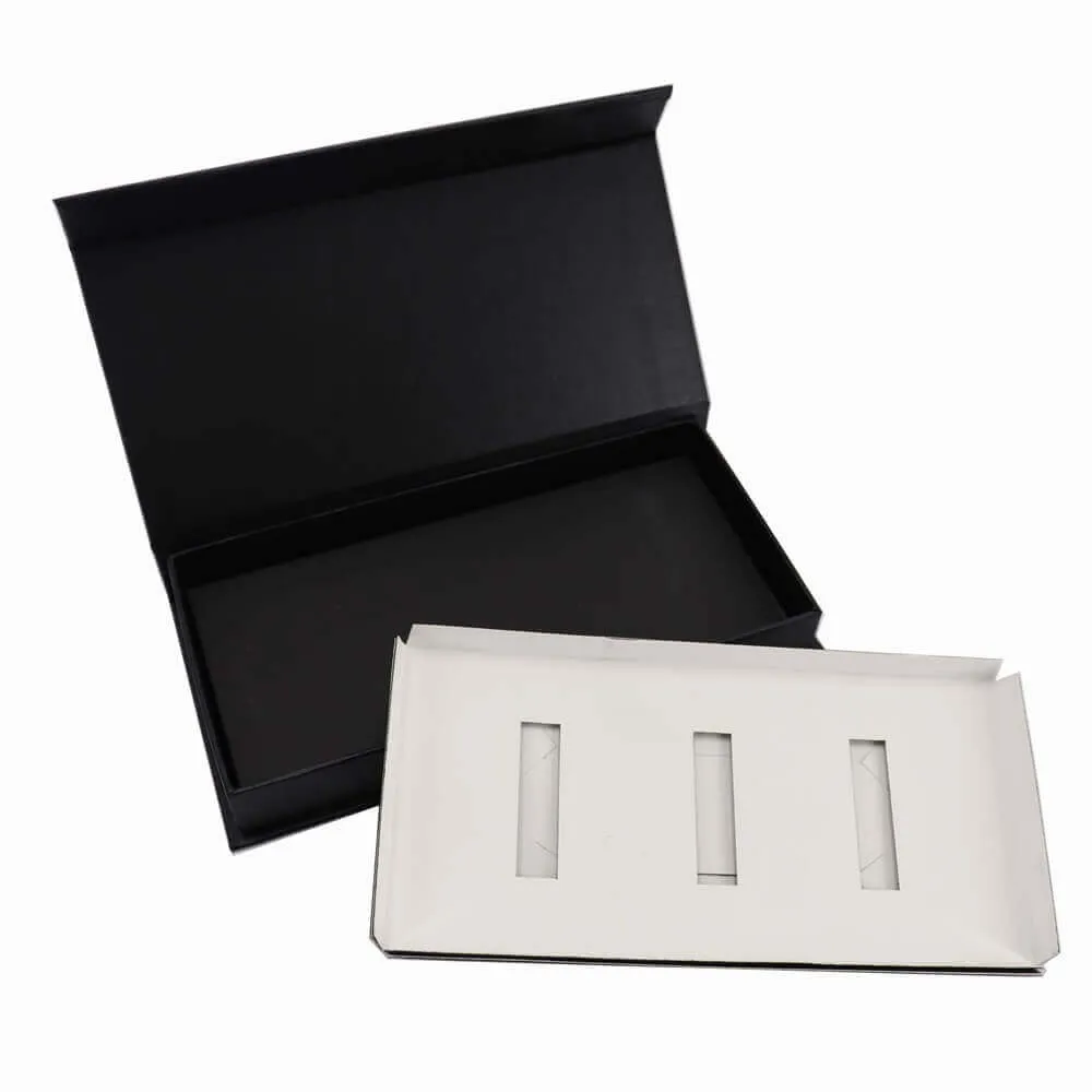 Black Perfume Bottle Packaging Box with Inserts side view three