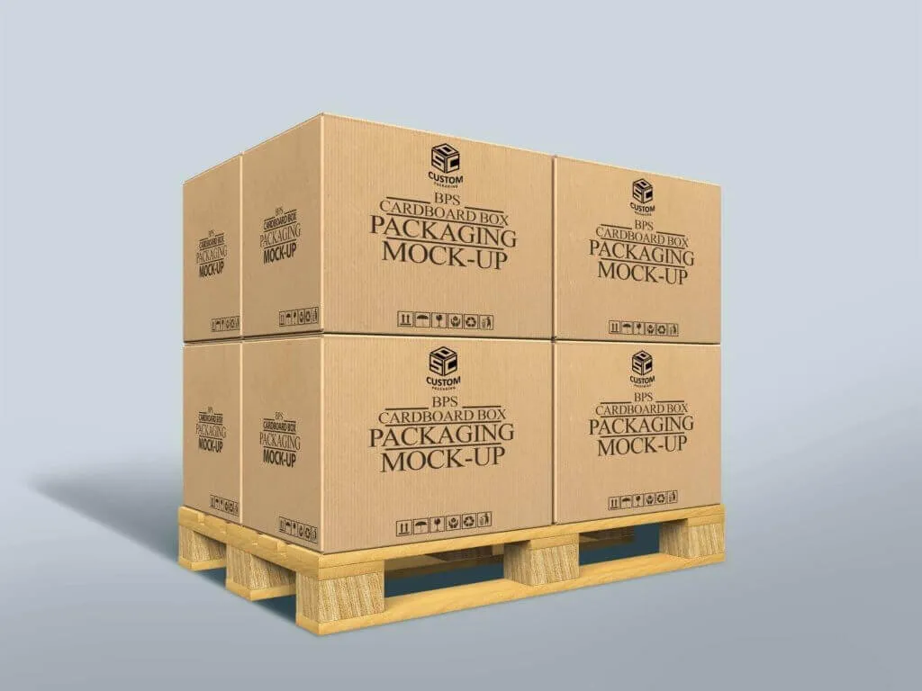 Bulk Shipping Box On Pallet Mock Up