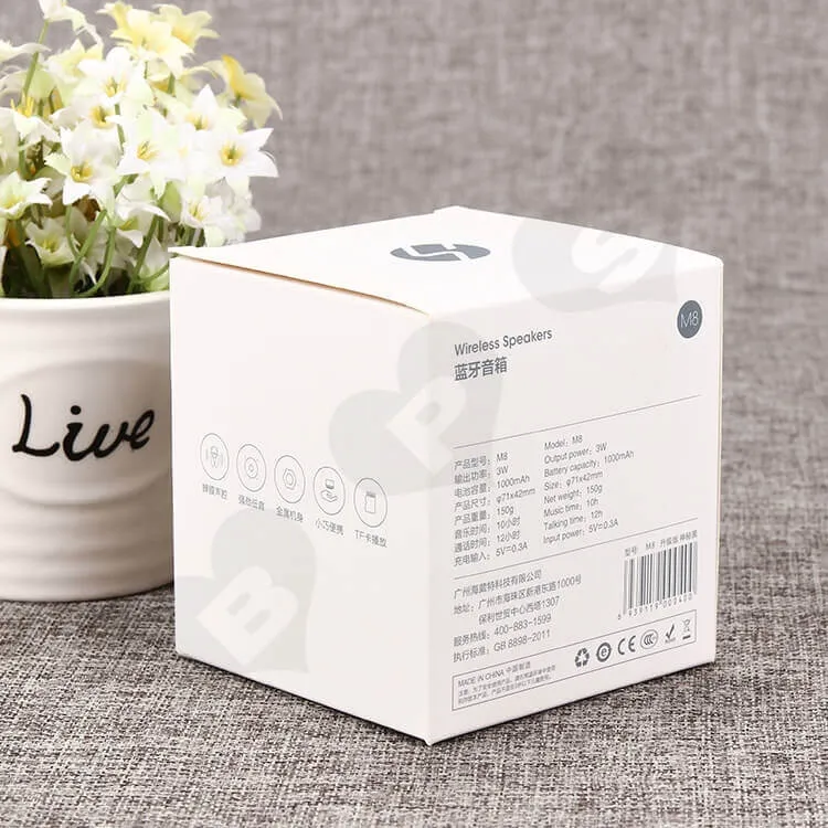 CMYK Printing Cardboard Packing Box For Wireless Speakers side view three