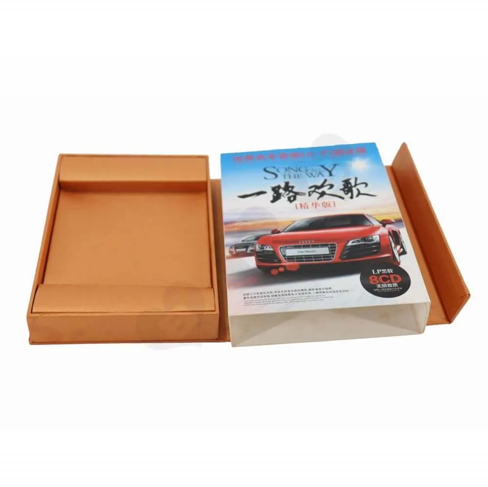 Car CD Present Packaging Box with Magnetic Closure and Printed Sleeve side view two