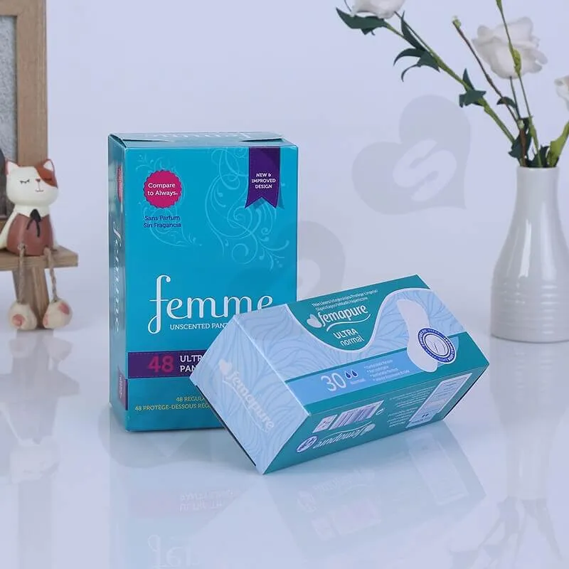 Cardboard Packing Box For Sanitary Napkins side view one