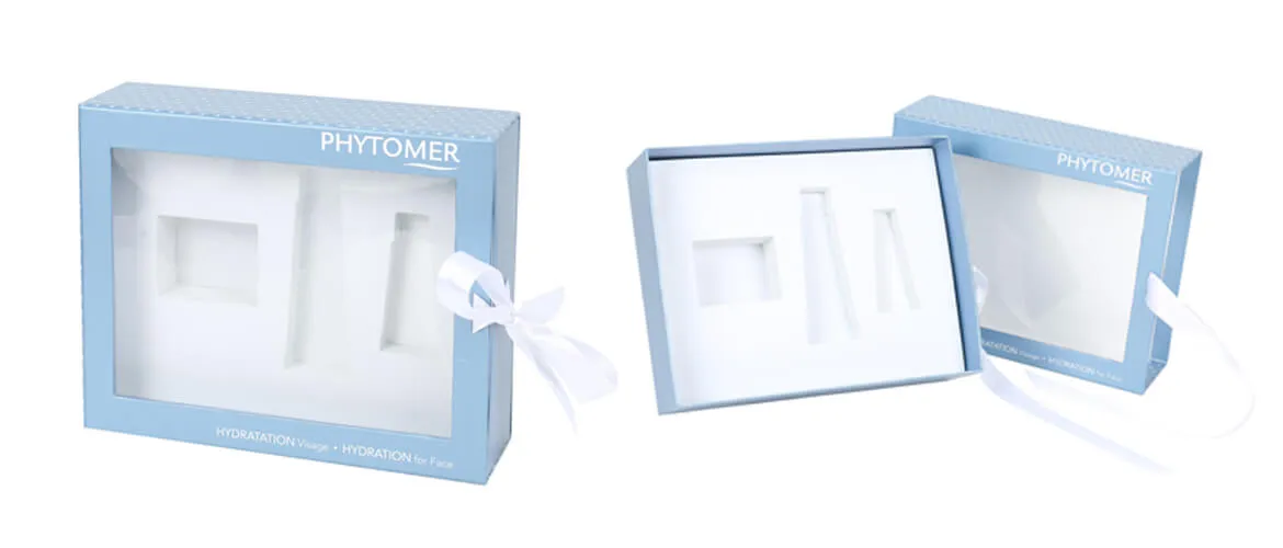 Cardboard paper drawer box with clear PVC window