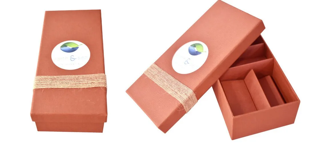 Cardboard top and bottom box with paper insert for handmade soap