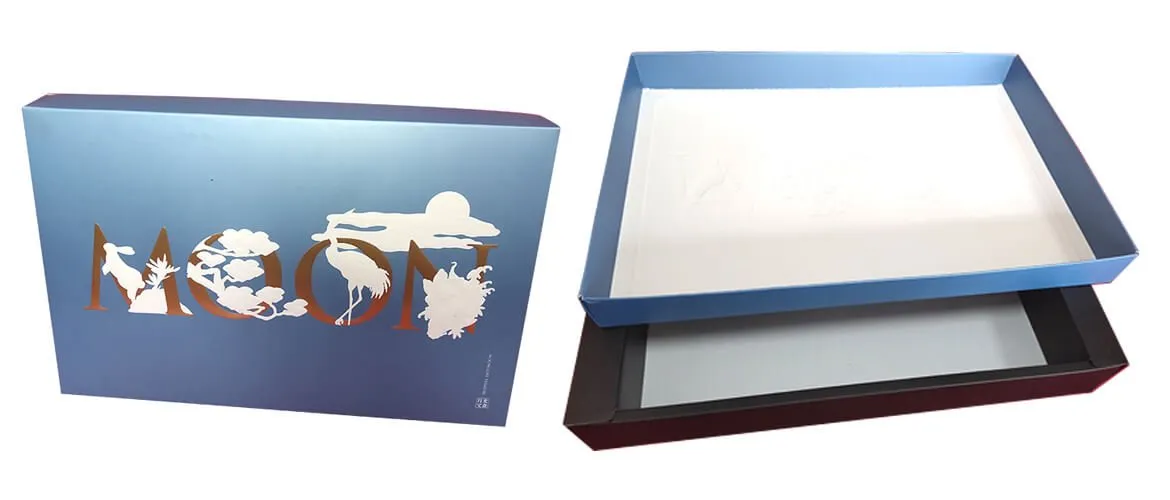 Cardboard top bottom box with paper insert for mooncake packaging
