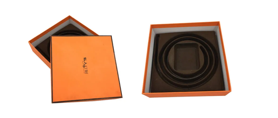 Classic orange color rigid telescope gift box for belt packing