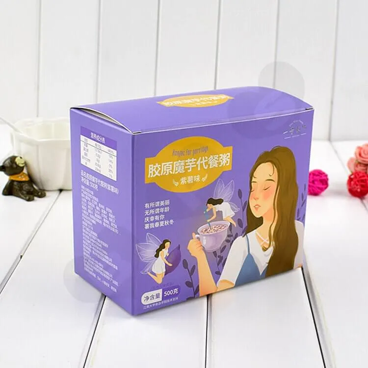 Color Printed Cardboard Box For Substitute Porridge side view one