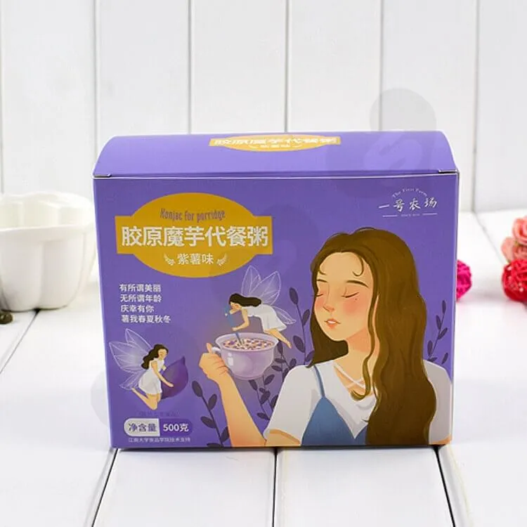 Color Printed Cardboard Box For Substitute Porridge side view three