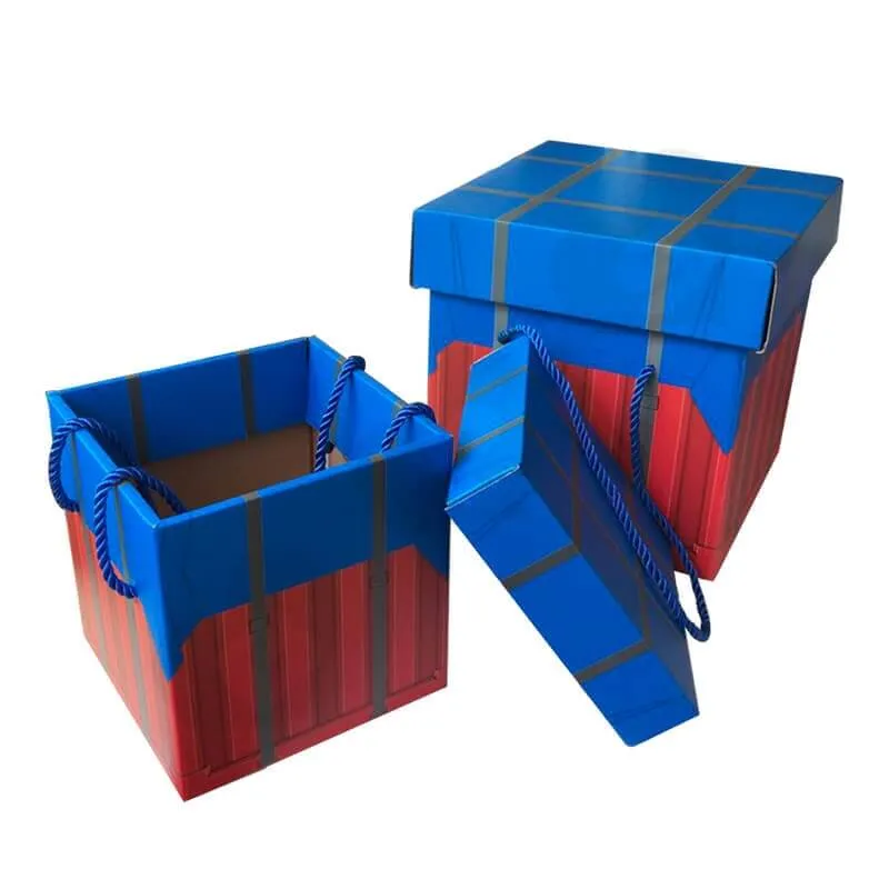 Color Printed Corrugated Box PUBG Air Drop package For Wine side view six
