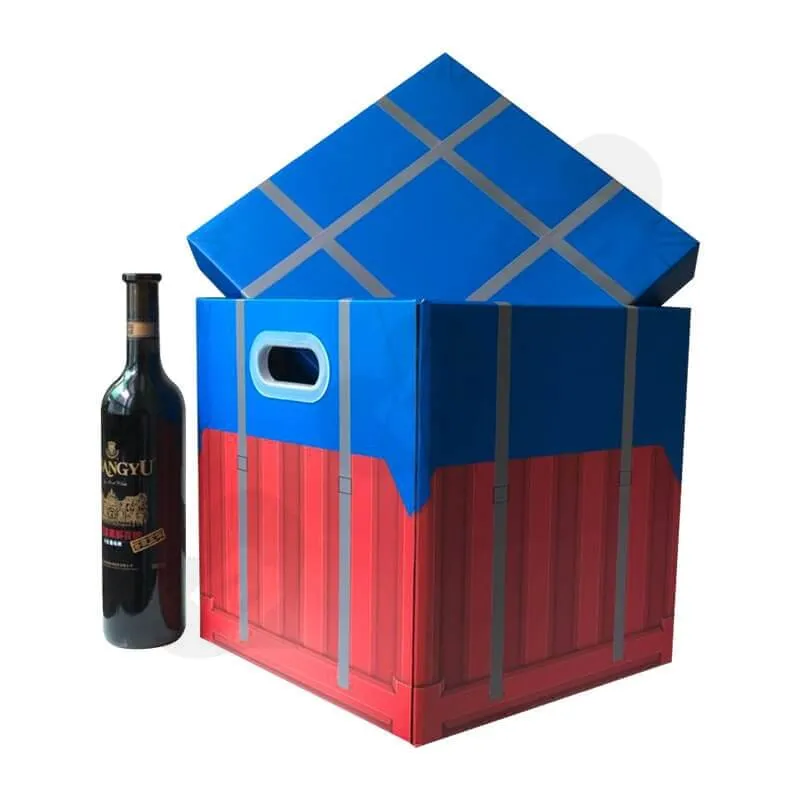 Color Printed Corrugated Box PUBG Air Drop package For Wine side view three