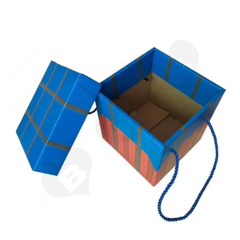 Color Printed Corrugated Box PUBG Air Drop package For Wine side view two