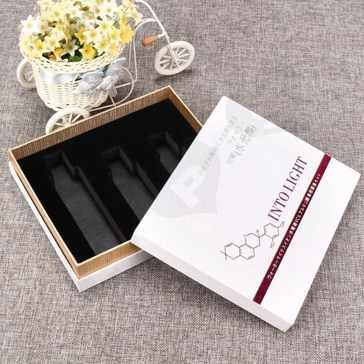 Custom Cosmetic Printing Cardboard Box With EVA insert side view one