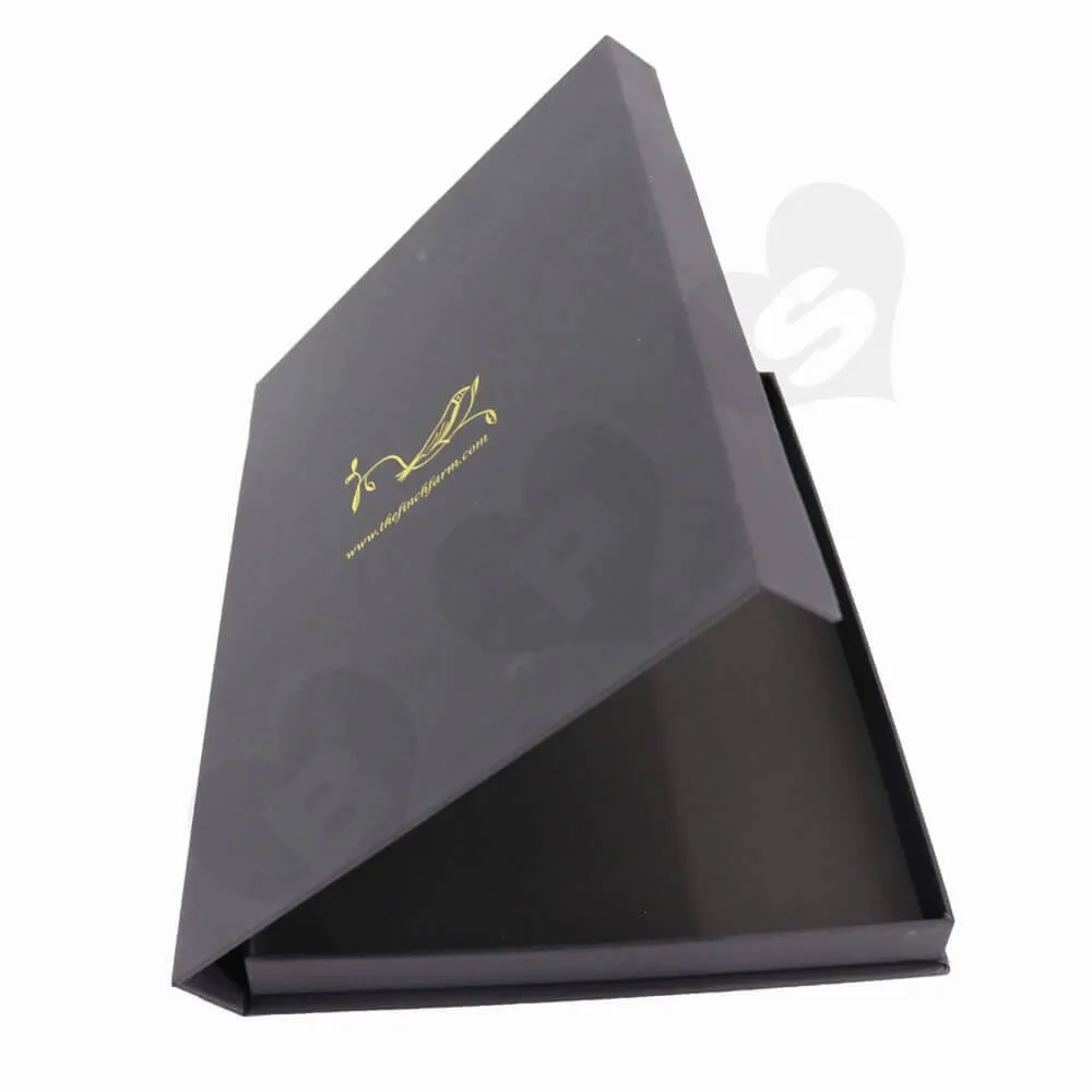 Custom File Storage Packaging Boxes with Gold Foil Stamping side view one