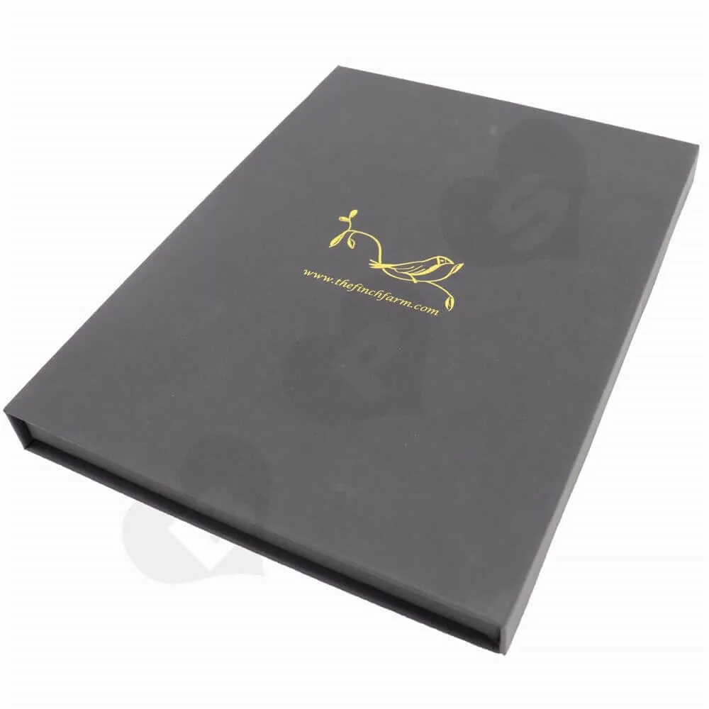 Custom File Storage Packaging Boxes with Gold Foil Stamping side view two