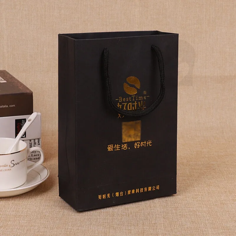 Custom Gold Foil Stamping Paper Shopping Bag side view one