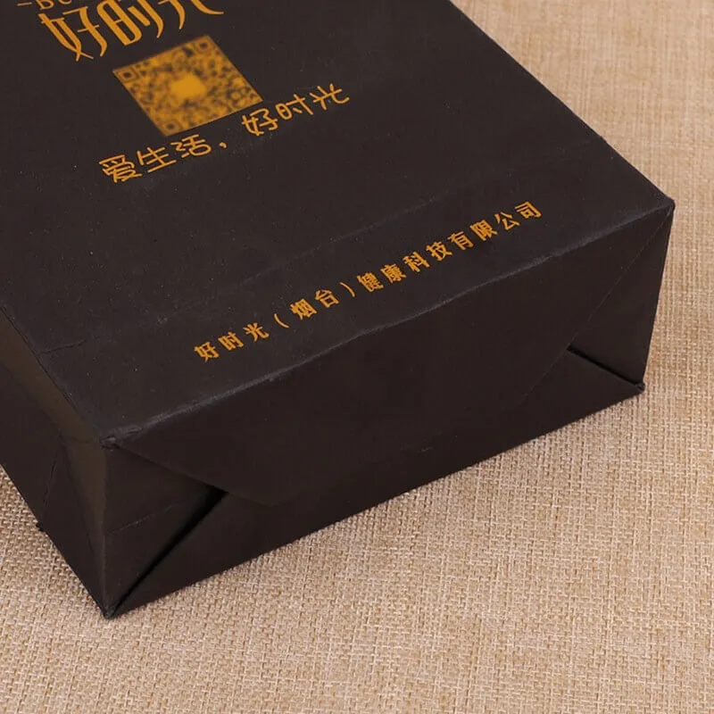 Custom Gold Foil Stamping Paper Shopping Bag side view three