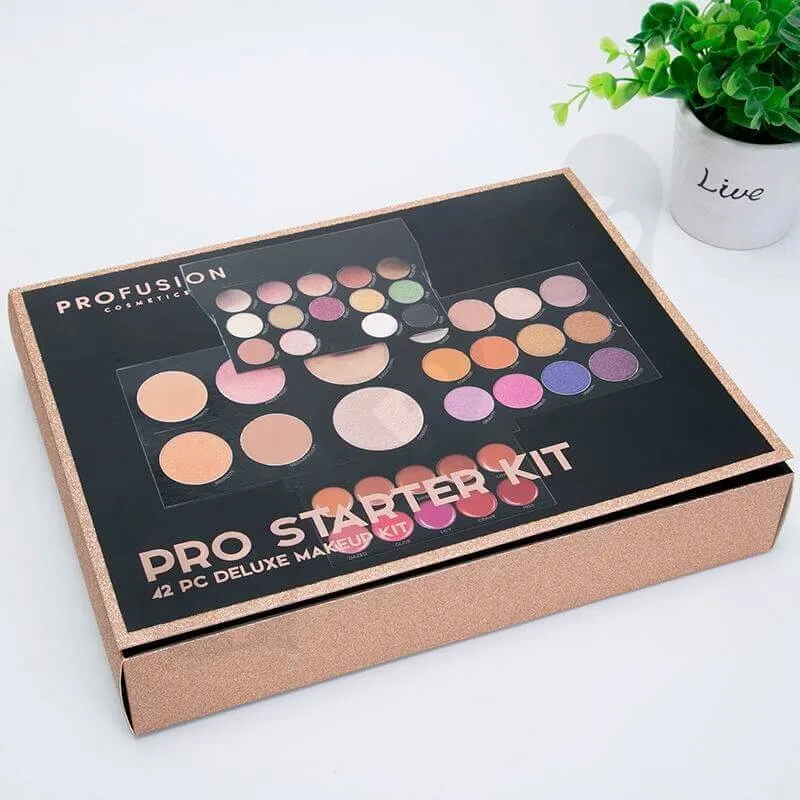 Custom Printed Cardboard Box For Deluxe Makeup Kit side view one