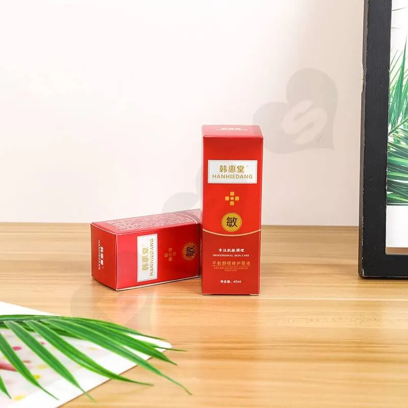 Custom Printed Folding Carton Box For Antiallergic Cream side view one