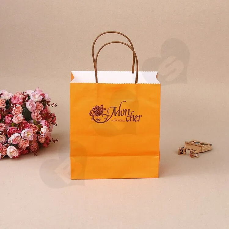 Custom Printed Orange Color Paper Bag For Cake side view four