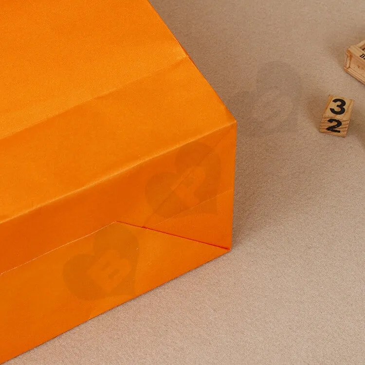 Custom Printed Orange Color Paper Bag For Cake side view two