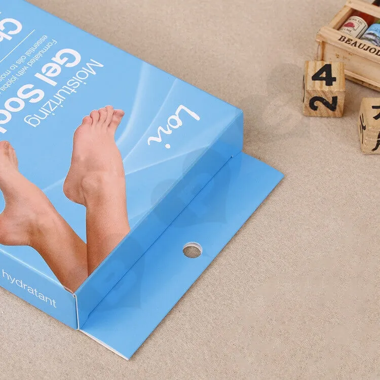 Custom Printed Retail Hanger Box For Gel Socks side view four