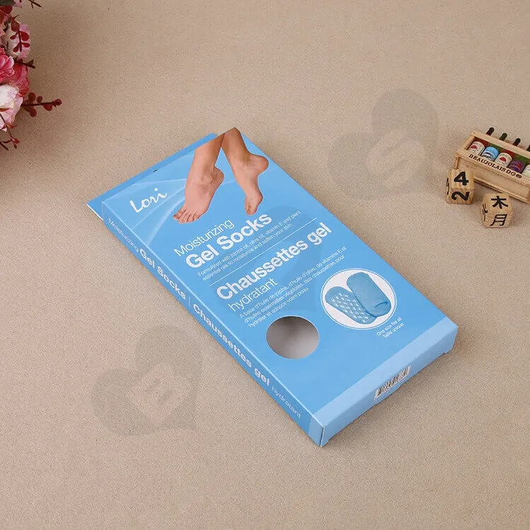 Custom Printed Retail Hanger Box For Gel Socks side view one