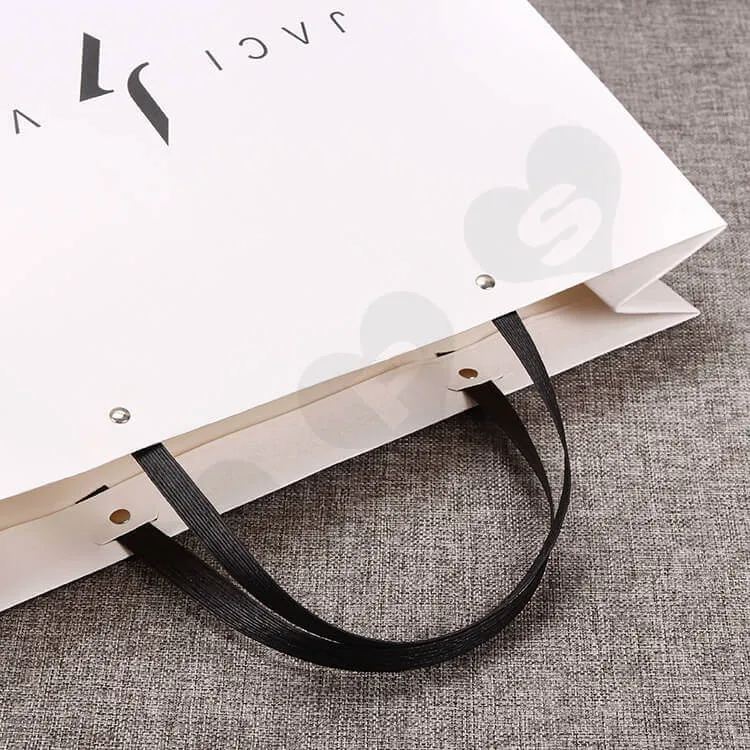Custom Printed White Cardboard Shopping Bag side view three