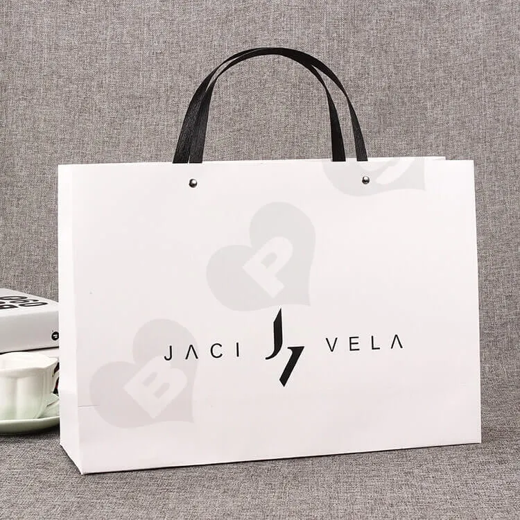 Custom Printed White Cardboard Shopping Bag side view two