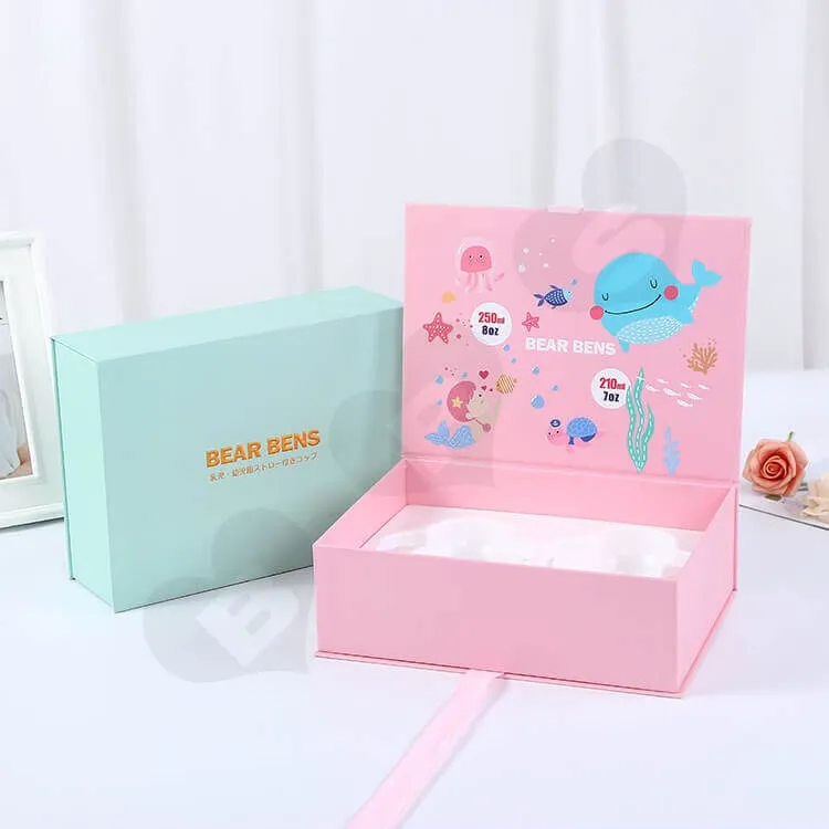 Custom Printing Book Shape Box For Baby Feeding Bottle side view one